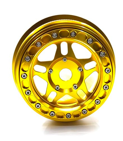 CNC aluminum bead lock wheel For LOSI Super Baja Rey 2.0 1/6 1pcs (gold) - color: gold