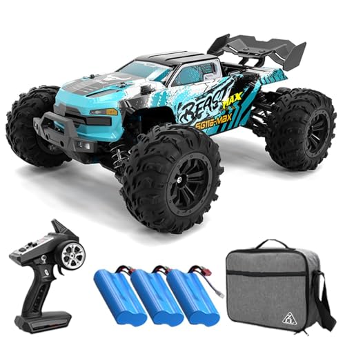 1/16 Fast RC Cars for Adults, Max 50mph Remote Control Drift Car with Carrying Bag, Brushless Motor Off Road 4WD High Speed Truck with 3 Batteries, Compatible 3S Battery - color: 50mph, 1/16, Sg116max