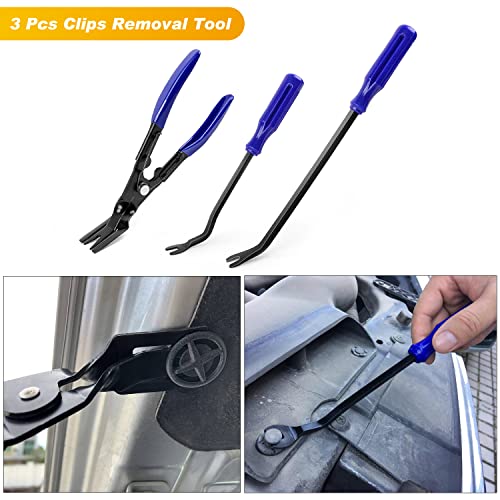 GOOACC 102Pcs Auto Trim Removal Tool and Push Pin Retainer Clip Set Blue | Fastener Terminal Remover Tool Adhesive Cable Clips Panel Remover Kit Car Panel Radio Removal Auto Clip Pliers - color: 60Pcs Clips + 42 Remover, size: Clips+Remover