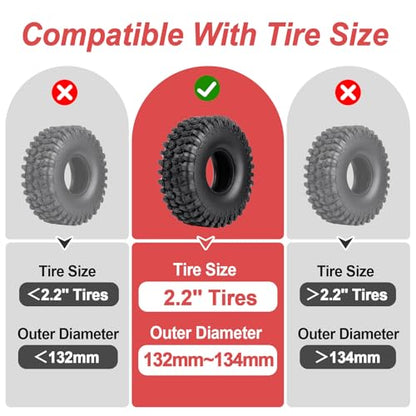 Soft 2.2" Silicone Tire Inserts for RC Crawlers, 4-Pack — Fits 132–134 mm 5.25" OD, 125×45 mm — Waterproof, Sidewall Stabilization, Traction and Climbing Control (Red) - color: Red