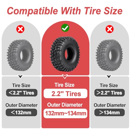 Soft 2.2" Silicone Tire Inserts for RC Crawlers, 4-Pack — Fits 132–134 mm 5.25" OD, 125×45 mm — Waterproof, Sidewall Stabilization, Traction and Climbing Control (Red) - color: Red