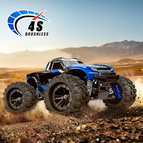 2.8“ PreGlued RC Truck Wheels and Tires 12mm Hex w/Foam Inserts for Traxxas Rustler Stampede 4X4 VXL Hoss 4x4 Blackout XTE Pro 1/10 Scale RC Monster Truck Tyres Set (4-Pack)