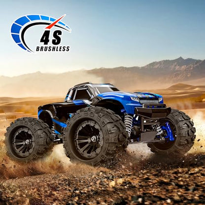 2.8“ PreGlued RC Truck Wheels and Tires 12mm Hex w/Foam Inserts for Traxxas Rustler Stampede 4X4 VXL Hoss 4x4 Blackout XTE Pro 1/10 Scale RC Monster Truck Tyres Set (4-Pack)