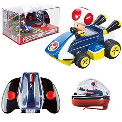 Carrera RC Nintendo Mario Kart 2.4 GHz Mini Collectible Radio Remote Control Toy Car Vehicle - Toad | Official Licensed Mario Miniature Collectible Toy RC Car for Kids 6+, Ready To Run, Rechargeable Battery, Radio RC Racing - style: Toad
