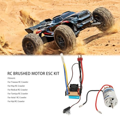 plplaaoo RC 550 Brushed Motor ESC Kit Low Noise High Power Stable 60A Electric Speed Controller with T Male Plug for Hsp Hpi RC Crawler Stainless Steel Copper Plastic (23T)