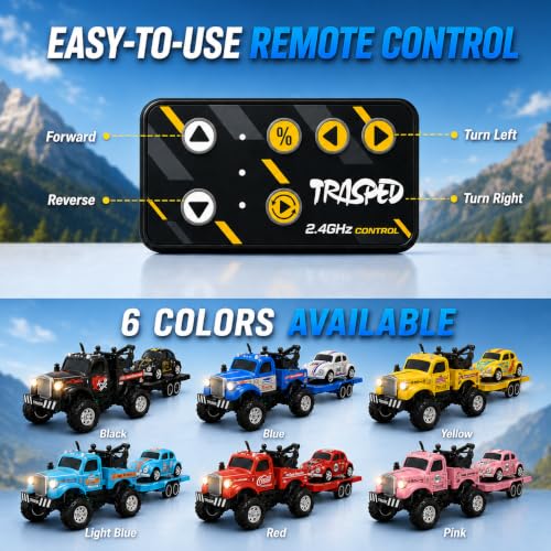 MOONTOY 1:64 Scale Mini Alloy Truck RC Car with LED Lights, 2.4Ghz Remote and App Control Toy Car, 3-Speed Adjustment Pocket Toy Car for Kids 4-8 Years and Adults (Blue) - color: Blue