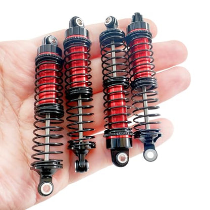 Aluminum Front & Rear Shock Absorber Set for 1/18 RC Cars, Threaded Oil Shocks Suspension Upgrade, 4-Pack (Red/Green) (Red) - color: Red