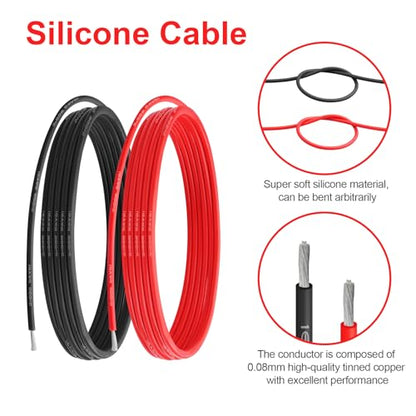 16 AWG Silicone Wire, 10 ft Red and 10 ft Black | Flexible fine-strand tinned copper cable with heat-resistant silicone insulation for batteries, RC and electronics wiring. - style: 16awg/20ft