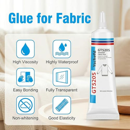Fabric Glue, Permanent Super-Strength Repair Adhesive: Waterproof, high-Strength, Transparent, Suitable for Repairing Clothing, Denim, Leather, Polyester, Various Fabrics, and applying Patches（2oz）