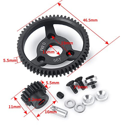 MOHERO Metal Spur Gear 32P 18T 56T Transmission Gears for 1/10 Slash 2wd Rustler Stampede Telluride RC Car - size: 32P 18T 56T