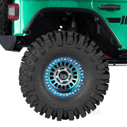 Rc 1.9 Inch Wheel Rims & Tires Wheels for 1/10 RC Crawler Car SCX10 SCX10 II SCX10 III 90046 TRX6 TRX4 D90 VS4-10 Gen8 MST CFX,Aluminum RC 1.9 Beadlock Tires Wheel,Titanium - color: Titanium (1.9 Tires Wheels)
