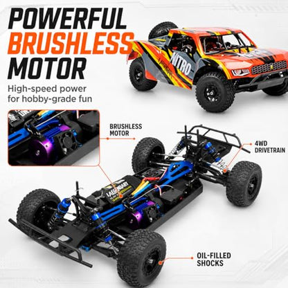 1:8 Scale 4x4 Off-Road RC Truck, Brushless Electric Remote Control Vehicle, Hobby Grade Short Course Truck, AWD System, 2.4GHz Controller