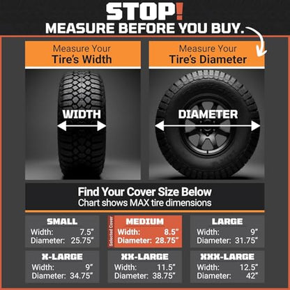 TIRESHIELD PRO Trailer Tire Covers (Set of 2) - Heavy Duty All-Weather UV-Resistant Protective Wheel Covers w/StormLock-System - Year-Round Protection for Your Trailer Tires w/ 26-28.75" Diameter - size: Medium - Fits Tire Diameters 26-28.75", style: TIRE