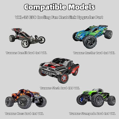 VXL-3s ESC Cooling Fan for Traxxas 3340 Bandit Slash Stampede Rustler 2WD / 4X4 VXL RC Car Parts, Velineon ESC Heat Sink Cooling Fan