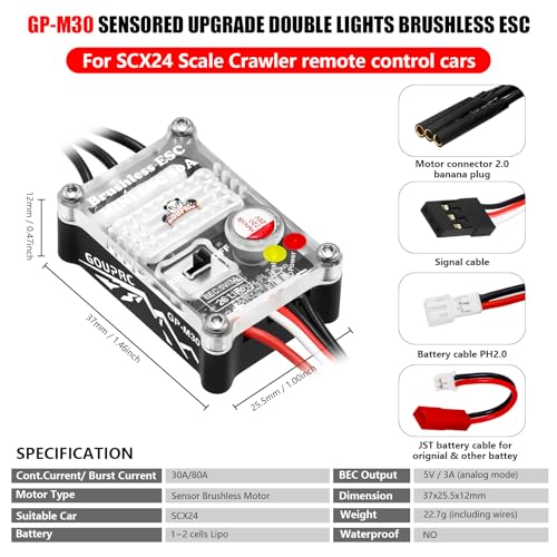 GOUPRC Upgarde Transparent 2204 2400KV Brushless Outrunner Motor with Mount & 30A Brushless ESC Combo Kit for SCX24 Axial 1/24 Remote Control Crawler Truck Car - color: Clean Mount 3pcs