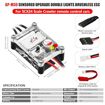 GOUPRC Upgarde Transparent 2204 2400KV Brushless Outrunner Motor with Mount & 30A Brushless ESC Combo Kit for SCX24 Axial 1/24 Remote Control Crawler Truck Car - color: Clean Mount 3pcs