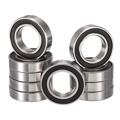 6801-2RS Deep Groove Ball Bearings, ID 12mm x OD 21mm x Width 5mm Double Rubber Sealed Ball Bearing Pre-Lubricated Chrome Steel Z2 Lever 10pcs - size: 6801-2RS 12x21x5mm