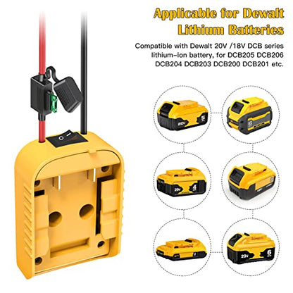 Power Wheels Adapter for Dewalt 20V Battery Adapter Power Wheels Battery Conversion Kit with Switch, Fuse & Wire Terminals, 12AWG Wire, Power Connector for DIY Ride On Truck, RC Car Toys and Robotics - size: 1 Pack