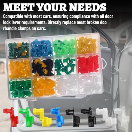 80PCS Car Door Lock Rod Clip Assortment Kit, Left & Right Door Handle Rod End Retainer Latch Locking Clip, Auto Tailgate Handle Push Clamp Replacement, Universal for Most Vehicles