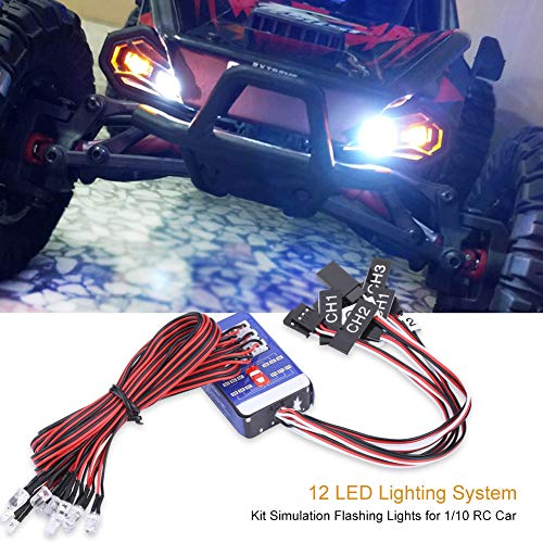 12 LED Lighting System Kit - Simulation Flashing Lights for 1/10 1/8 RC Car/Truck/Crawler