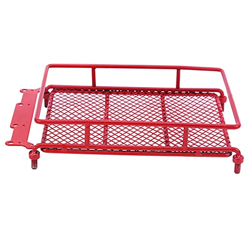Metal Roof Rack, Durable Metal Construction with Bright LED Light RC Crawler Accessories for Off-Road Adventures Simulation Luggage Carrier for RC Enthusiasts and Hobbyists - color: Red