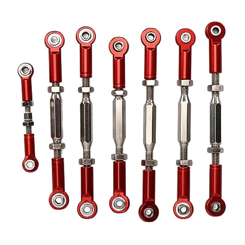 RC Car Push Rod Set, Aluminum Alloy Adjustable Turnbuckle Rod Linkage Upgrade Parts for Slash 1/10 Short Course (Red) - color: Red