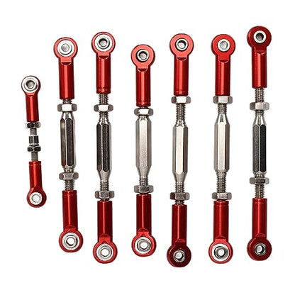 RC Car Push Rod Set, Aluminum Alloy Adjustable Turnbuckle Rod Linkage Upgrade Parts for Slash 1/10 Short Course (Red) - color: Red