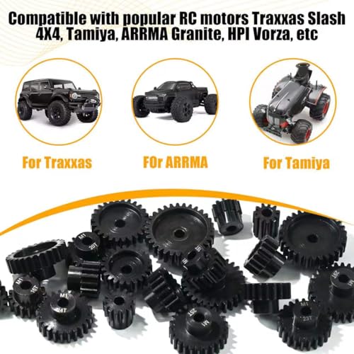 M1 Gear 16T 5mm Bore 3-Pack – High-Precision Hardened Steel Motor Pinion Gear for 1/8 1/10 RC Crawler, Monster Truck, Short Course Truck & Boat (Compatible with Traxxas Axial, FMS, HSP Redcat Losi) - style: M1 3Pcs 16T