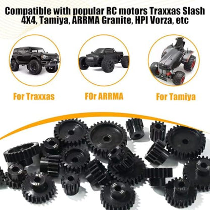 M1 Gear 16T 5mm Bore 3-Pack – High-Precision Hardened Steel Motor Pinion Gear for 1/8 1/10 RC Crawler, Monster Truck, Short Course Truck & Boat (Compatible with Traxxas Axial, FMS, HSP Redcat Losi) - style: M1 3Pcs 16T