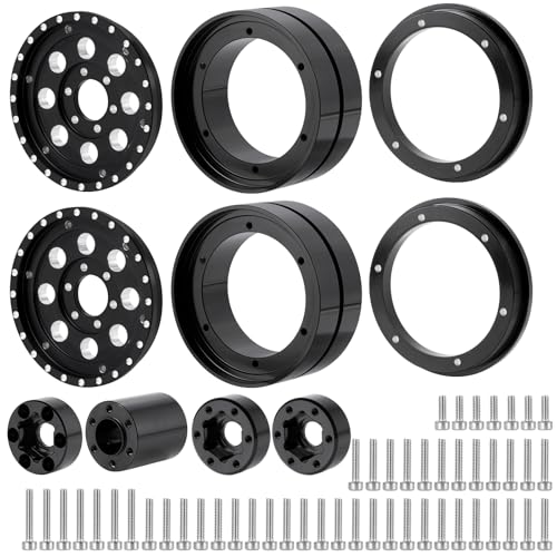 RCLIONS 1.9" Dually Beadlock Wheels RC Aluminum Rims for 1/10th AXIAL SCX10 SCX10 II TRX4 TRX6 Flatbed Hauler RC Crawler Car Upgrade Parts (2PCS) - size: 2PCS