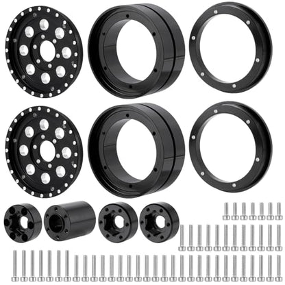 1.9" Dually Beadlock Wheels RC Aluminum Rims for 1/10th AXIAL SCX10 SCX10 II TRX4 TRX6 Flatbed Hauler RC Crawler Car Upgrade Parts (2PCS) - size: 2PCS