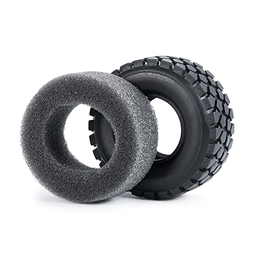 RCLIONS 4pcs Rubber Micro 1" RC Wheel Tyres Tires with Foam Insert for All 1/24 Axial SCX24 Deadbolt JLU Dodge Gladiator RC Crawler Truck Car (54mm) - size: 54mm