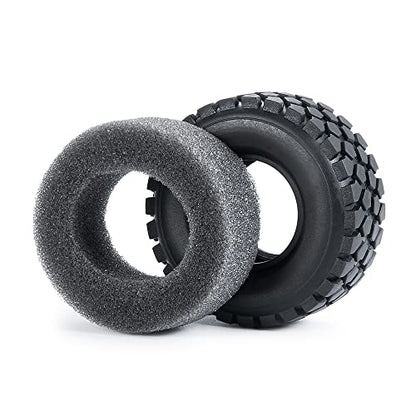RCLIONS 4pcs Rubber Micro 1" RC Wheel Tyres Tires with Foam Insert for All 1/24 Axial SCX24 Deadbolt JLU Dodge Gladiator RC Crawler Truck Car (54mm) - size: 54mm