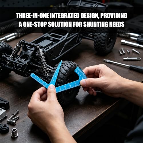 RC Camber Gauge, Aluminium Alloy RC Car Camber Tool Adjustable Ruler Adjusting Height and Wheel Rim Camber Tool for DIY (Blue)