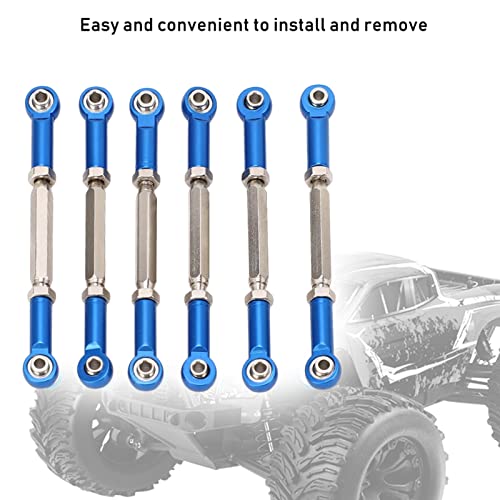 Drfeify 6Pcs Aluminum Alloy Adjustable Push Rods, Turnbuckle Rod Linkage Accessories with 5 Colors, for RC Car Series Upgrade (Blue) - color: Blue