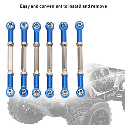 Drfeify 6Pcs Aluminum Alloy Adjustable Push Rods, Turnbuckle Rod Linkage Accessories with 5 Colors, for RC Car Series Upgrade (Blue) - color: Blue
