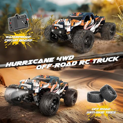 YESHIN 1:18 Scale All Terrain RC Car, 40 KPH High Speed 4WD Electric Vehicle with 2.4 GHz Remote Control, 4X4 Waterproof Off-Road Truck with Two Rechargeable Batteries Two Shells