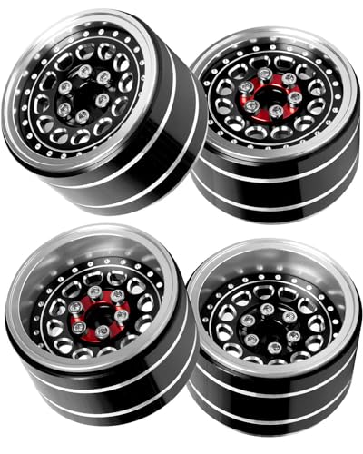RC 2.2 Beadlock Wheels Adjustable 4 Offsets Rims for 1/10 RC Crawler Car SCX10 SCX10 II 90046 SCX10 III AXI03007 SCX10 Pro TRX4 TRX6 D90 Gen7/8 VS4-10 MST CFX,Black - color: Black (2.2 Beadlock Wheels Rims)