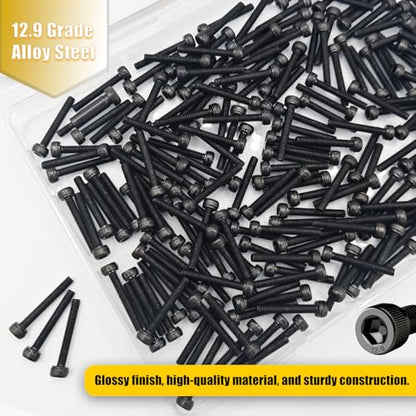M3x20mm Screws 220pcs Hex Socket Cap 12.9 Steel Black Zinc Fully Thread | Allen socket drive head cap screws bolts fully thread machine screws - size: M3*20mm 220pcs