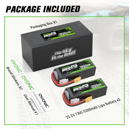 OVONIC 6S LiPo Battery 5200mAh 22.2V 130C RC Battery XT90 Connector
