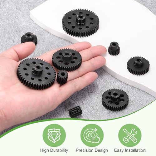 MECCANIXITY Steel 32P Gear Set with Gear Adapter 13T 5mm Shaft Motor Gears for RC Vehicles Truck Drift Car Part, Black - size: 13T