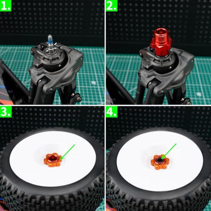 4Pcs Aluminum Alloy RC Hex Combiner Wheel Hex Hub Adapter, Red | Upgrades, For 1/8 Tra-xxas Jato VXL 2S, RC Monster Trucks - color: Red