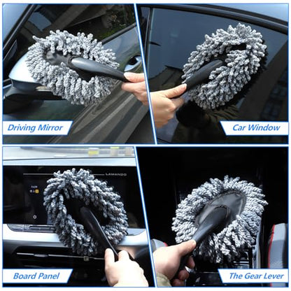 IPELY 6 Pack Car Cleaning Supplies – Car Duster Interior & Brush Interior & Cleaning Gel, Car Detailing Cleaning Kit for Cars, Trucks, SUVs & RVs - size: Interior Duster (2 Pack)