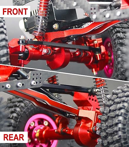 McCue RC Praying Mantis Link Tucked Inward Links High Clearance Links for Axial 1/24 SCX24 C10 JLU Bronco RC Crawler Upgrade Parts - 5 PCS (Red) - color: Red
