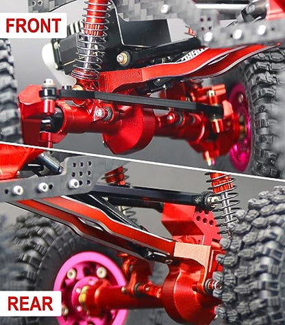 McCue RC Praying Mantis Link Tucked Inward Links High Clearance Links for Axial 1/24 SCX24 C10 JLU Bronco RC Crawler Upgrade Parts - 5 PCS (Red) - color: Red