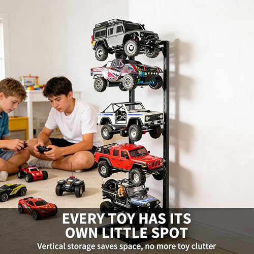 RC Car Display Stand, Multifunctional Storage Rack for Model Cars, for 1/6 1/10 1/12 1/18 1/24 SCX10 FCX10 TRX4 Slash 4X4 Granite Losi Tenacity DB Pro FCX24 SCX24 Scale Cars Trucks