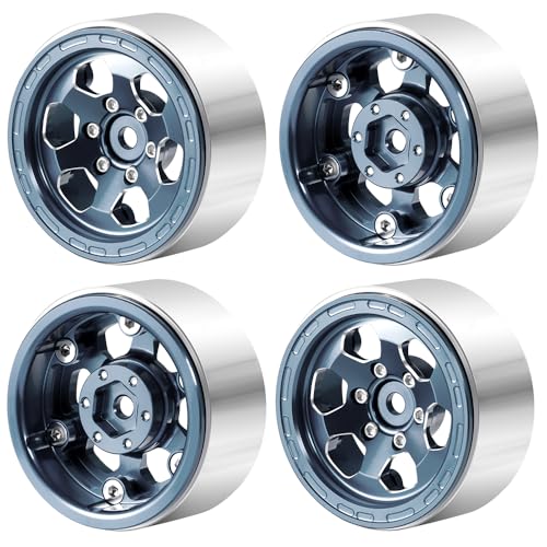 1.3" beadlock Wheels RC Aluminium Rims for 1/18th TRX4M 1/24th AXIAL SCX24 RC Crawler Car Upgrade Parts (Titanium) - color: Titanium