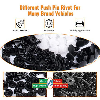 110PCS 6 Sizes Car Retainer Clips Kit, Auto Door Trim Panel Clips, Expansion Screws Replacement Kit Accessories, Bumper Push Rivet Clips with Storage Box, Universal for GM, Ford, Toyota, Chrysler - size: 110 pcs