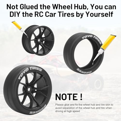 1/10 RC Drift Tires and Wheels, daitoku 12mm Hex Racing Truck Tires and Plastic Wheels Rims for Tamiya Traxxas HPI KYOSHO XV02 XV01 TT01 TT02 PTG2 A959 - Style A (Black) - color: Black