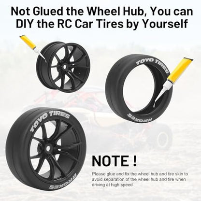 1/10 RC Drift Tires and Wheels, daitoku 12mm Hex Racing Truck Tires and Plastic Wheels Rims for Tamiya Traxxas HPI KYOSHO XV02 XV01 TT01 TT02 PTG2 A959 - Style A (Black) - color: Black